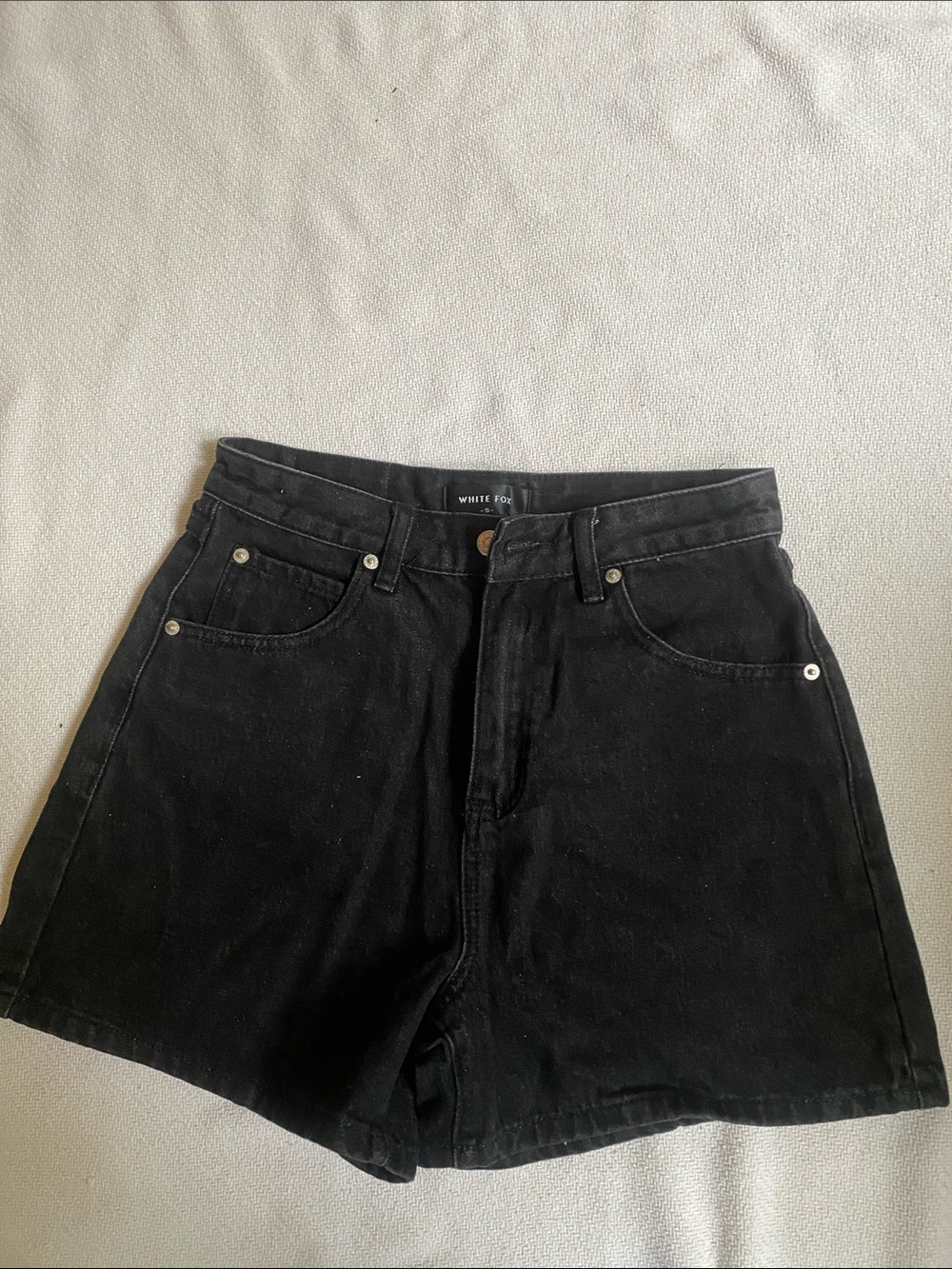 White Fox Boutique Black High-Rise Denim Shorts